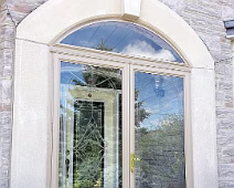 porch enclosure3 Porch enclosure with arch and v-groove design double door
