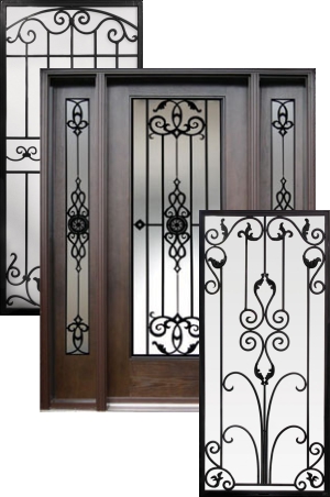 Wrought iron glass door designs